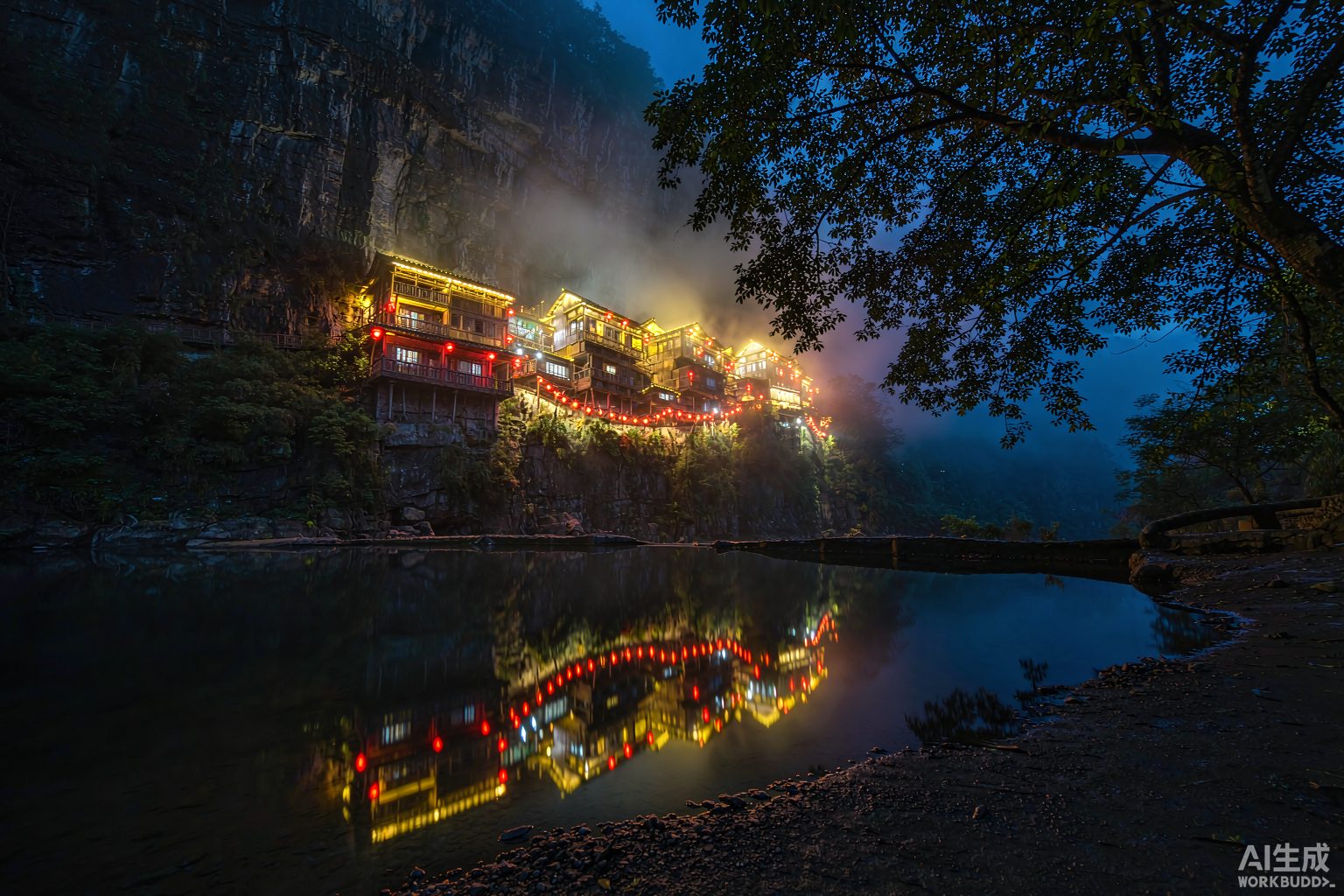 望仙谷夜景灯火（示意图）